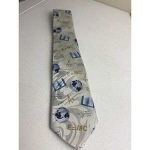 Steven‎ Harris E=MC Squared Math Neck Tie Gray White Gold Blue Teacher
